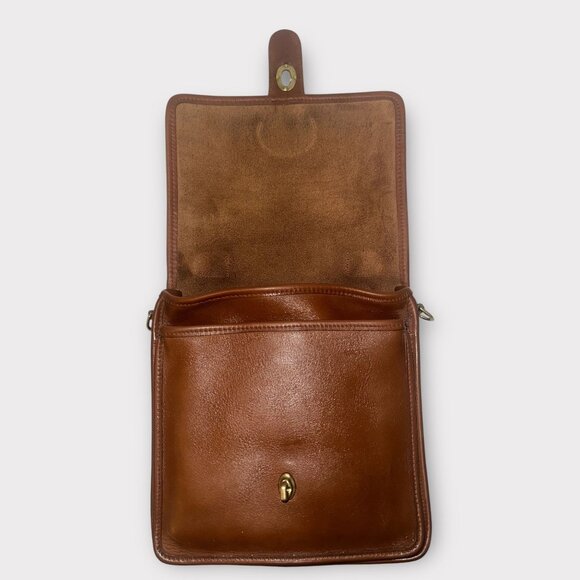 VTG Coach Station Bag 5130 British Tan Leather Brass Crossbody Satchel 90s USA - Picture 6 of 9